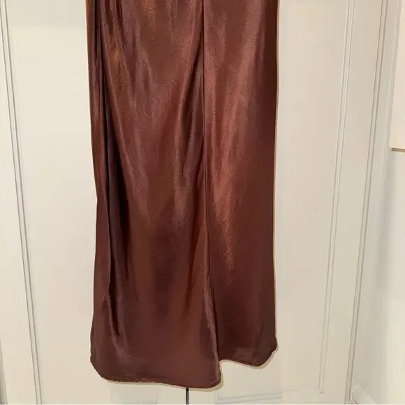 NICHOLAS Galilea High Neck Gold Trim Maxi Dress Espresso 6 - Picture 14 of 16